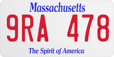 MA license plate 9RA478