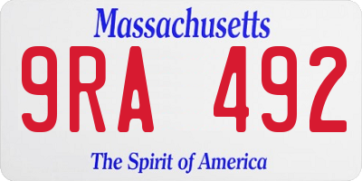 MA license plate 9RA492