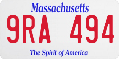 MA license plate 9RA494