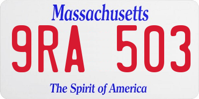 MA license plate 9RA503
