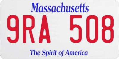 MA license plate 9RA508