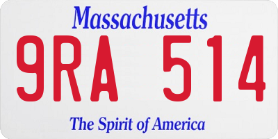 MA license plate 9RA514