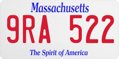 MA license plate 9RA522
