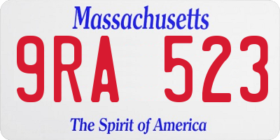 MA license plate 9RA523
