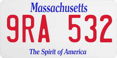 MA license plate 9RA532