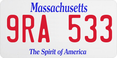 MA license plate 9RA533
