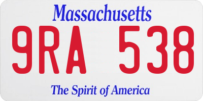 MA license plate 9RA538