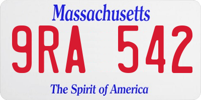 MA license plate 9RA542