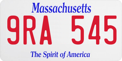 MA license plate 9RA545