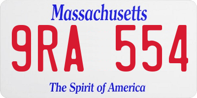 MA license plate 9RA554