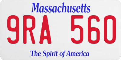 MA license plate 9RA560