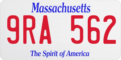 MA license plate 9RA562