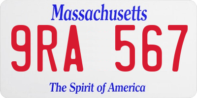 MA license plate 9RA567