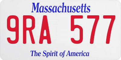 MA license plate 9RA577