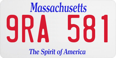 MA license plate 9RA581