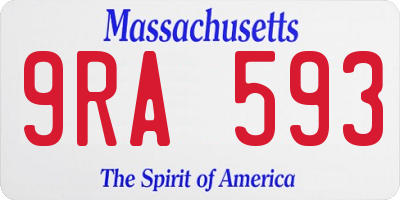 MA license plate 9RA593