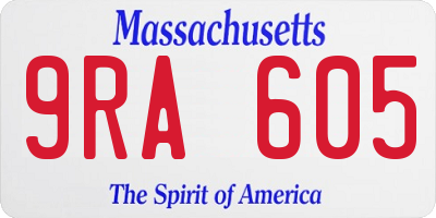 MA license plate 9RA605