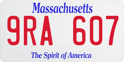 MA license plate 9RA607
