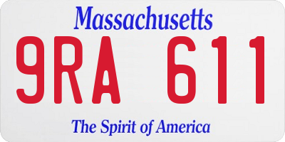 MA license plate 9RA611
