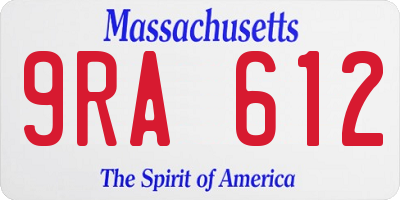 MA license plate 9RA612