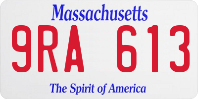 MA license plate 9RA613