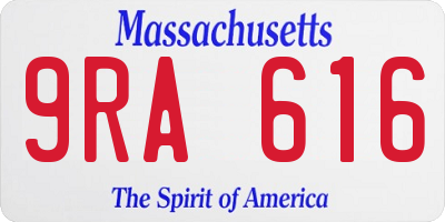 MA license plate 9RA616