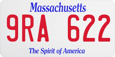 MA license plate 9RA622