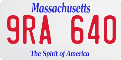 MA license plate 9RA640