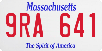 MA license plate 9RA641