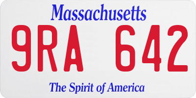 MA license plate 9RA642