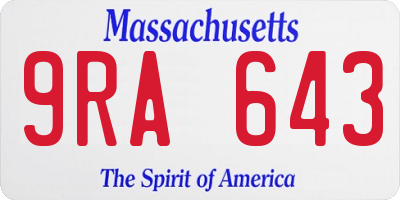 MA license plate 9RA643