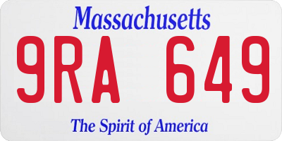 MA license plate 9RA649