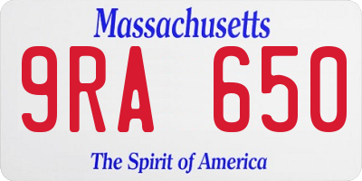 MA license plate 9RA650