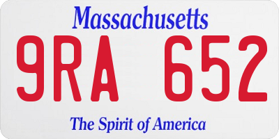 MA license plate 9RA652