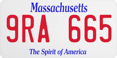 MA license plate 9RA665