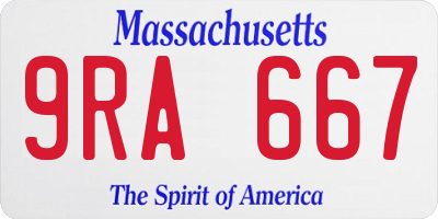 MA license plate 9RA667