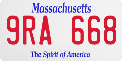 MA license plate 9RA668