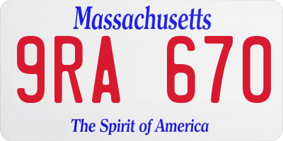 MA license plate 9RA670