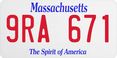 MA license plate 9RA671