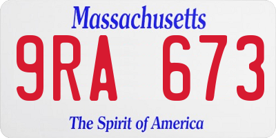 MA license plate 9RA673