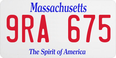 MA license plate 9RA675