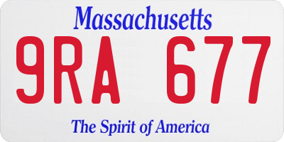 MA license plate 9RA677