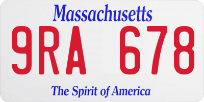 MA license plate 9RA678