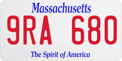 MA license plate 9RA680