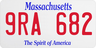 MA license plate 9RA682