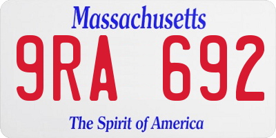 MA license plate 9RA692