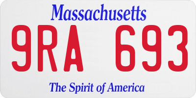 MA license plate 9RA693