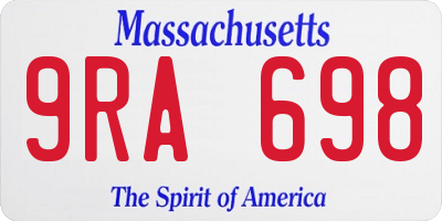 MA license plate 9RA698