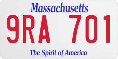 MA license plate 9RA701