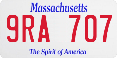 MA license plate 9RA707